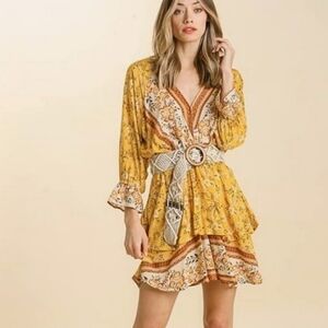 Umgee Floral Print Layered Dress